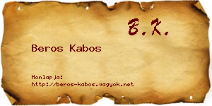 Beros Kabos névjegykártya
